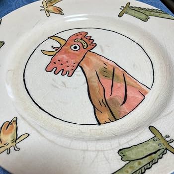 元代　麒麟図大皿　劉書芬　作 hn2741 上田照房写 四鰭獣口鉄瓶 般若勘渓作 約0.7