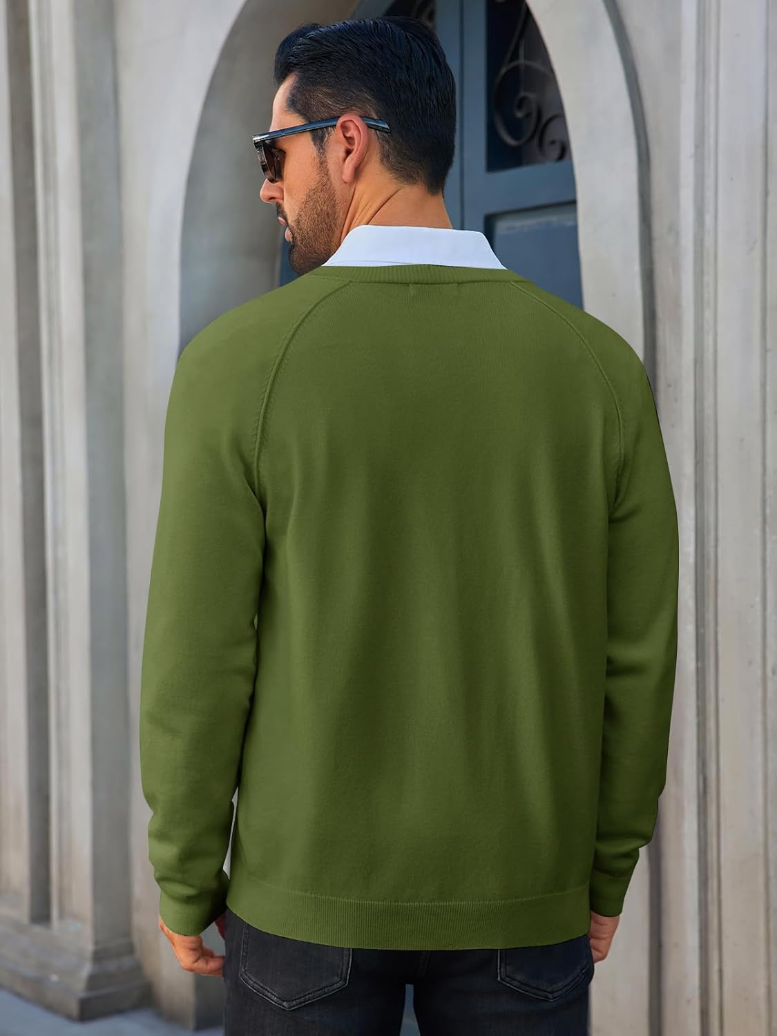 Runcati Mens Cardigan Sweaters V Neck Button Down Long Sleeve Casual Cardigan Slim Fit Knit Sweater with Pockets - Image 3