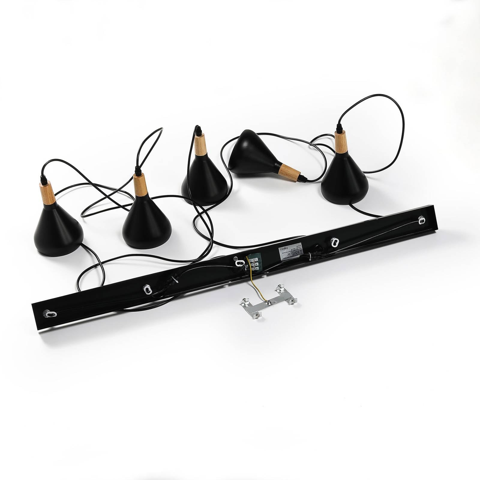 Lindby Lámpara colgante Arina (Moderno) en Negro hecho de Metal e.o. para Salón & Comedor (5 llamas, E14) lámpara techo