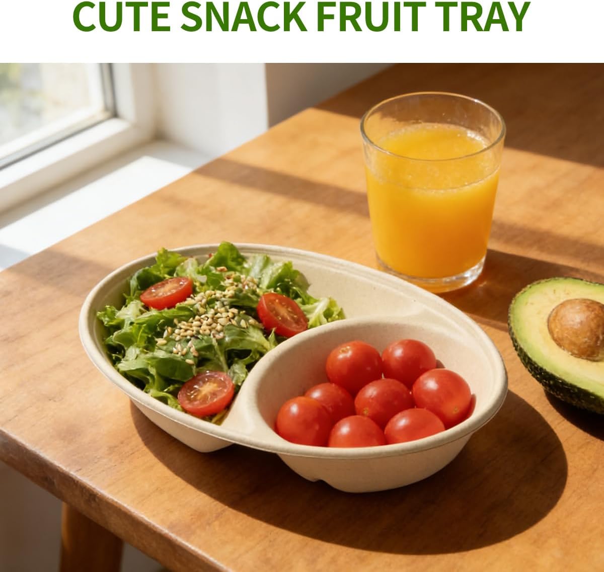 2 Compartment Bowls Disposable 100 Pack, Chip and Dip Bowl Disposable Divided Bowls for Chips and Salsa Serving