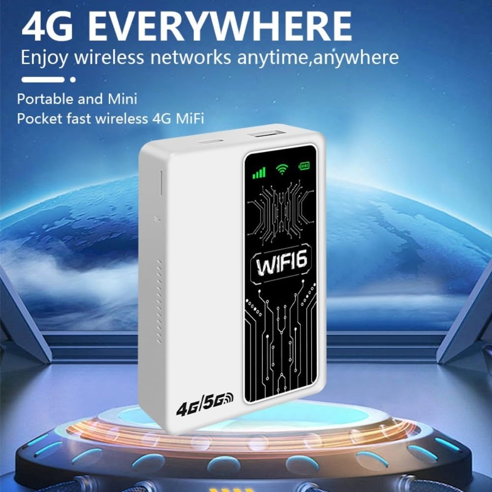 Modem Wireless 4G Compatto 300Mbps Router da Viaggio con Supporto SIM per Casa Ufficio Auto - Hotspot Mobile Veloce 18x8x3cm