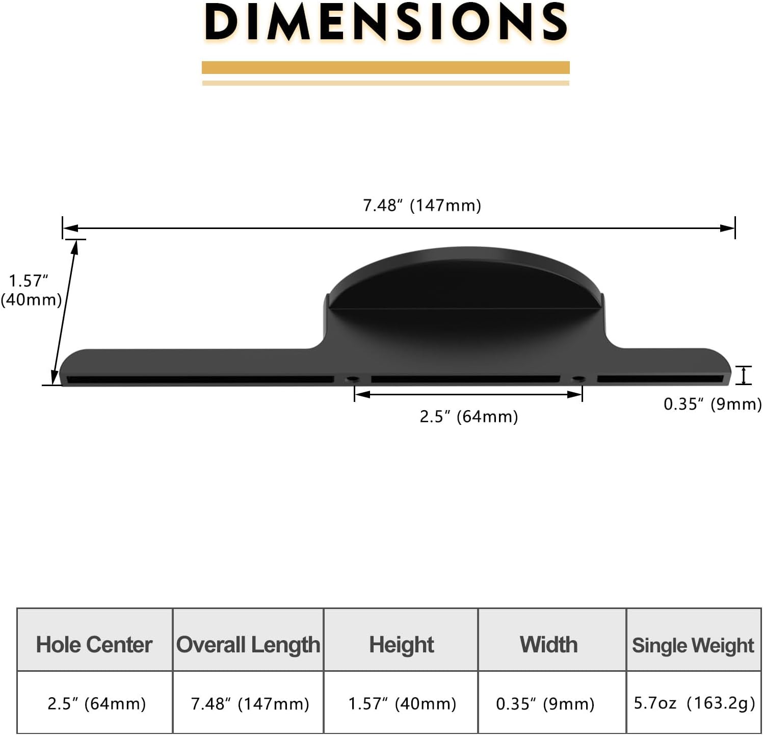 4 Pack Matte Black Cabinet Pulls 2-1/2 inch (64mm) Hole Center Kitchen Cabinet Handles Half Moon Cabinet Hardware Black Kitchen Handles for Cabinets