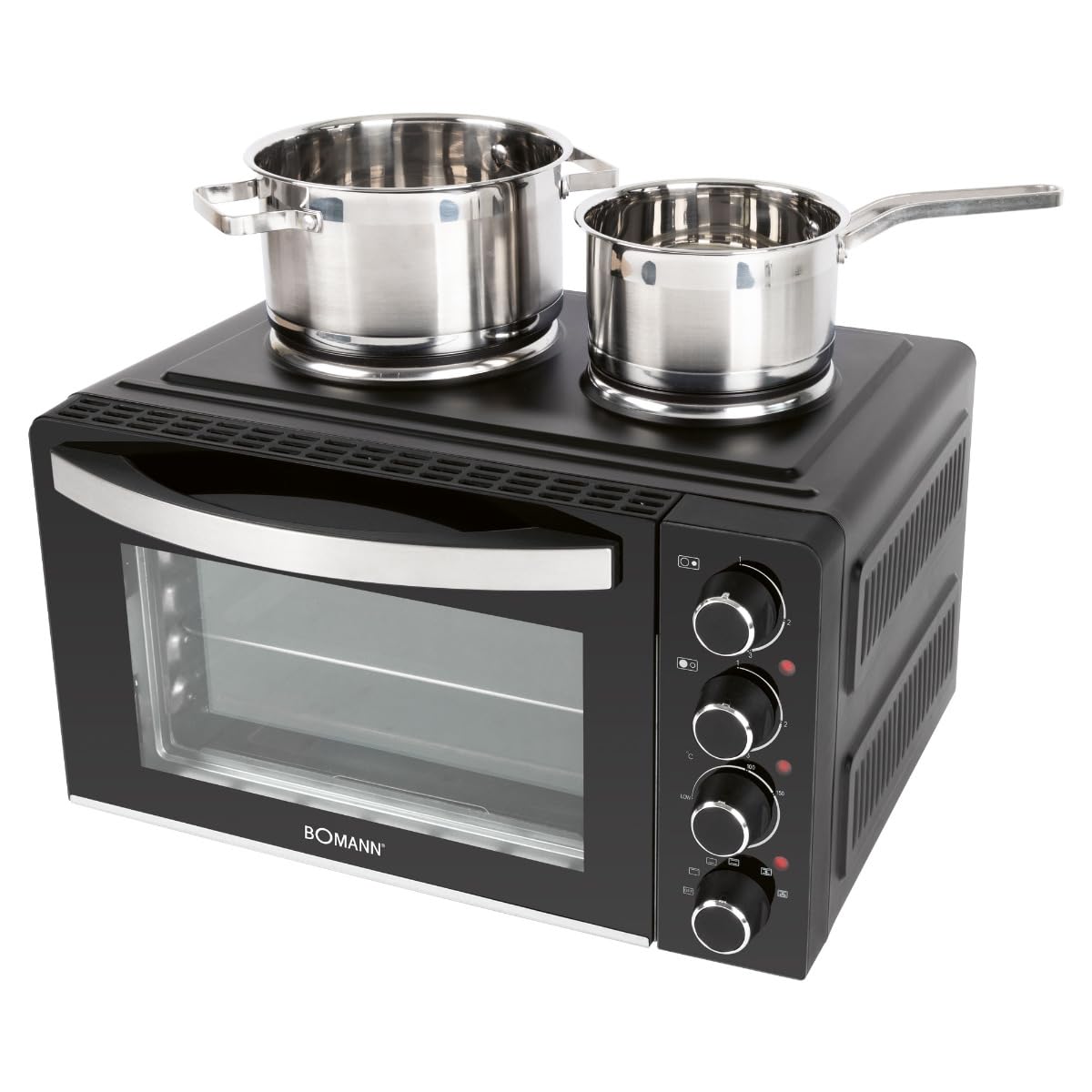 Bomann®mini piekarnik z płytą grzewczą i rożnem | gotowanie i pieczenie w tym samym czasie | 28L obracające się ciepło w górę/dół 100°-230°C | 3100 W z akcesoriami | KK