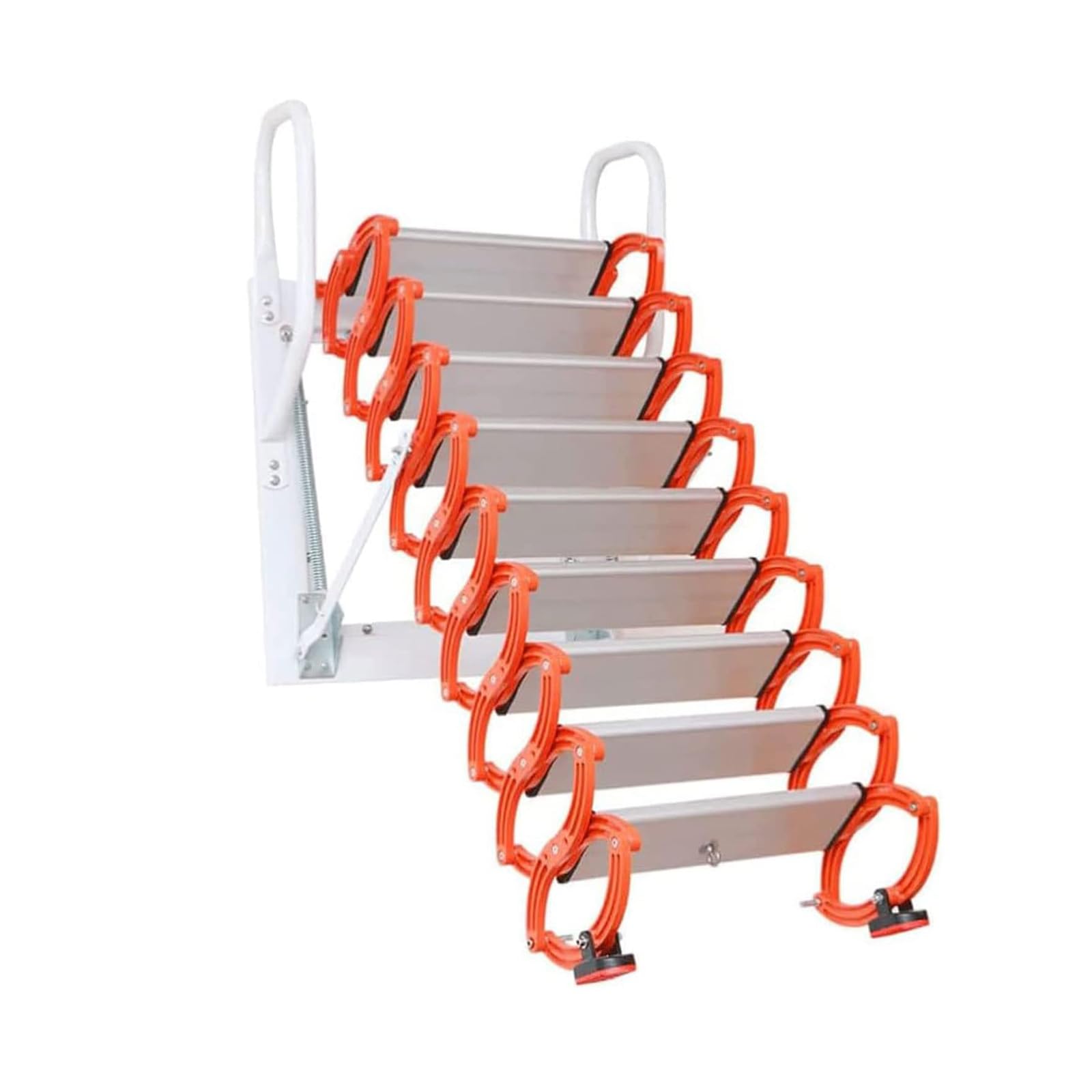 Retractable Attic Ladder 104-120in Wall-Mounted Folding Telescopic Ladders with Home Folding Step for Easy Access - Space-Saving and Convenient Solution
