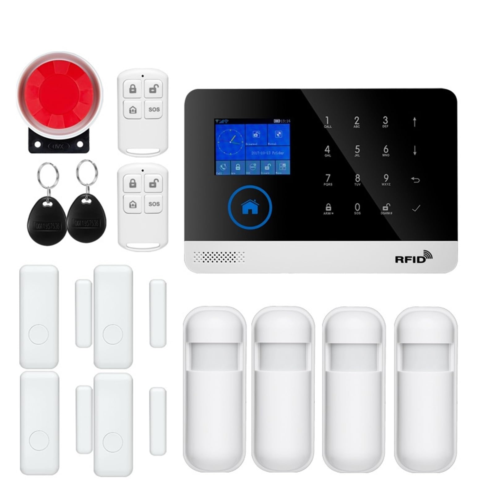 Alarma Inteligente, Alarma Inteligente Gsm De Seguridad Antirrobo For El Hogar Kit Detector Sensor Movimiento Puerta Control Por Aplicación Tuya Camer(W2B442)