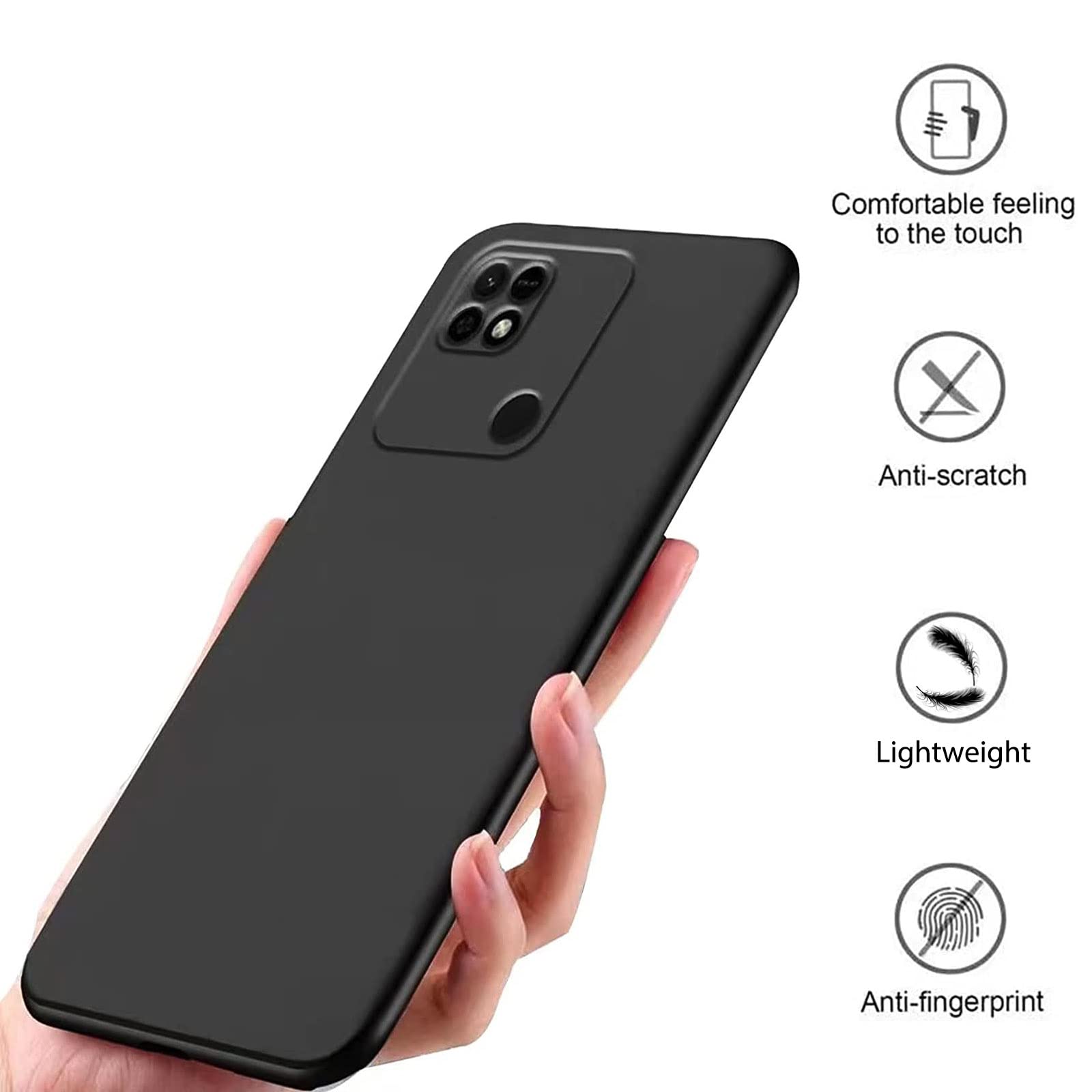 Custodia XINYEXIN Per Xiaomi Redmi 10C – Cover Trasparente Antiurto 360° Con Protezione Schermo Integrata, TPU Bumper Nero