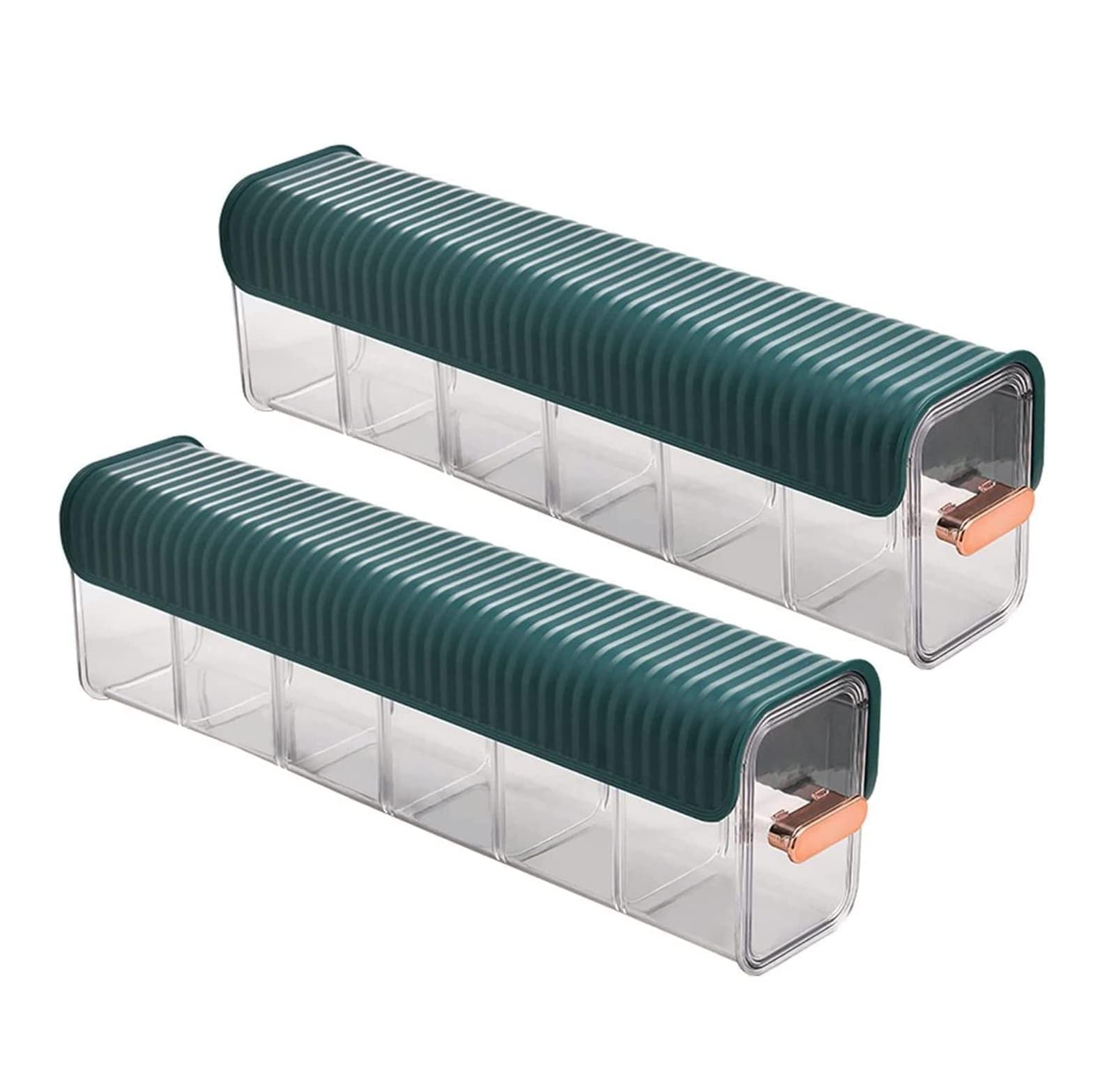 House of Quirk Drawer Underwear Organizer Clothing Divider,Wall Mount 6 Cell Drawer Storage Boxes and Acrylic Organizers for Lingerie,Socks,Ties,Data Cable,Spices Organization (Set fo 2,Dark Green)