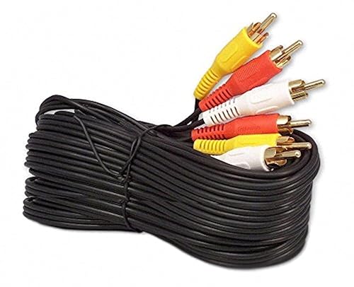 Cable de audio y vídeo RCA bañado en oro MMx3, por iMBAPrice Negro