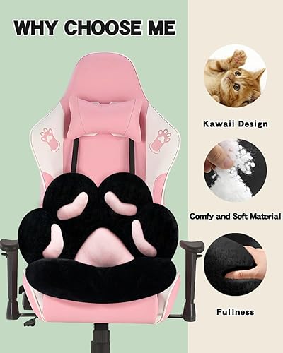 Miniatura 5 de MOONBEEKI - Cojín de pata de gato para silla cómoda kawaii, cojines de felpa para asiento con forma de almohada perezosa para silla de juegos, 28 x