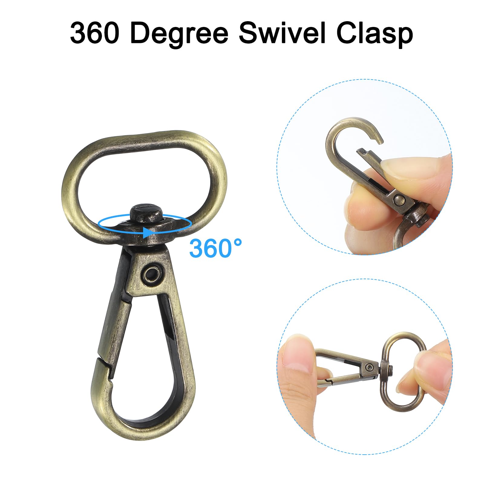 GORGECRAFT 15 Fermoir Pivotant en Bronze Antique de 4.4cm Alliage Métallique Robuste Anneau Ovale Déclencheur de Porte Poussoir Matériel de Lanière Fermoir Mousqueton pour Porte Clés Bricolage
