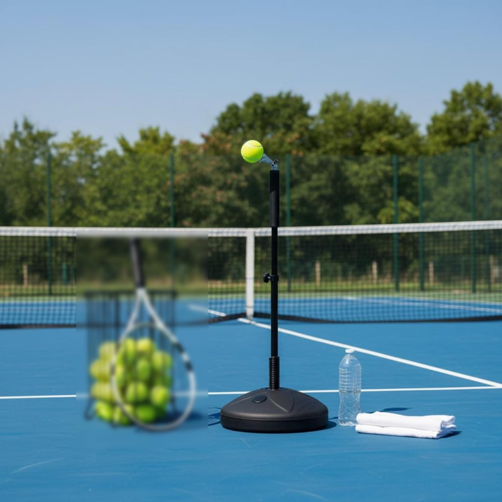 Amagogo Attrezzatura Allenamento Tennis Personale Dispositivo Pratica Tennis Base Riempibile Antiribaltamento Molla Acciaio