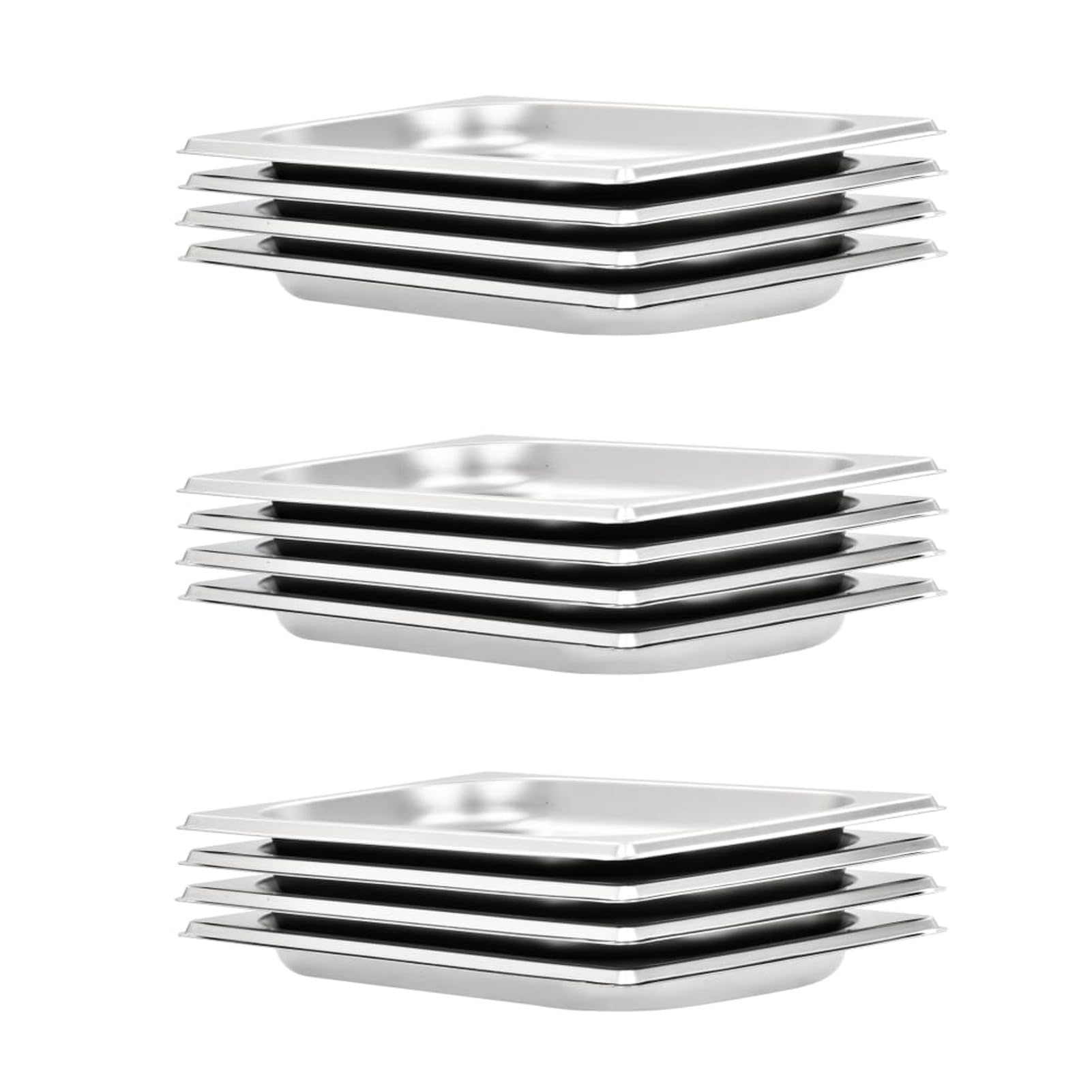 Brokky Contenitori Gastronorm 12 pz GN 1/4 20 mm in Acciaio Inox-Contenitore, Acciaio Inossidabile Contenitore gastronorm