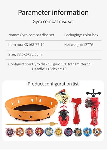 Miniatura 2 de Bey Battling Top Stadium Blade Battle - Juego de 10 camisetas giratorias de fusión de metal, 2 lanzadores, 1 arena para niños a partir de 6 años