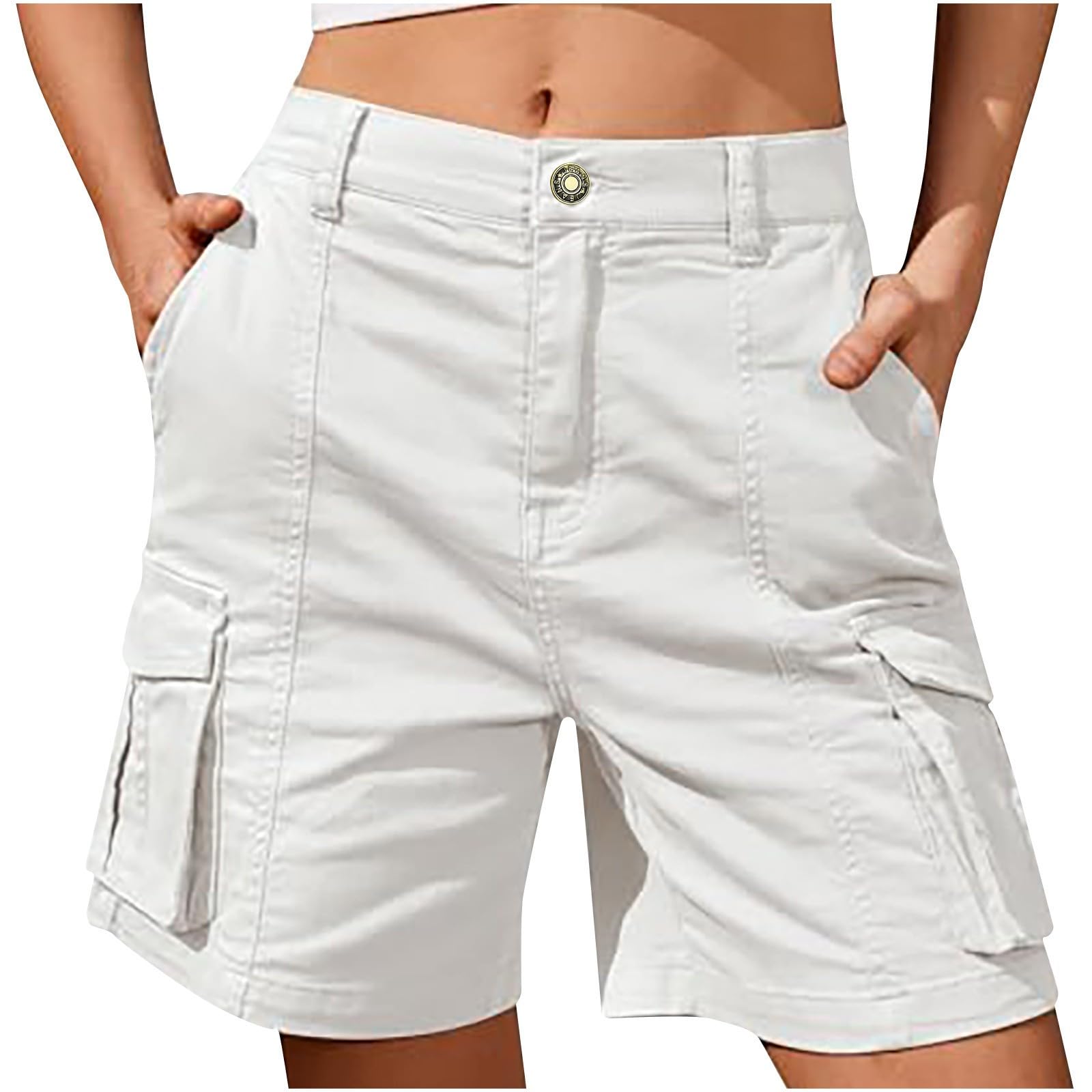 RLEHJN Cargo Shorts Damen,Sommer Kurze Cargohose Outdoor Arbeitshose Kurz Jeans Bermudas Knielang Stoffhose Wandershorts Trekkinghose Y2k Sommershorts Baggy Freizeitshorts Jorts mit Multi Taschen