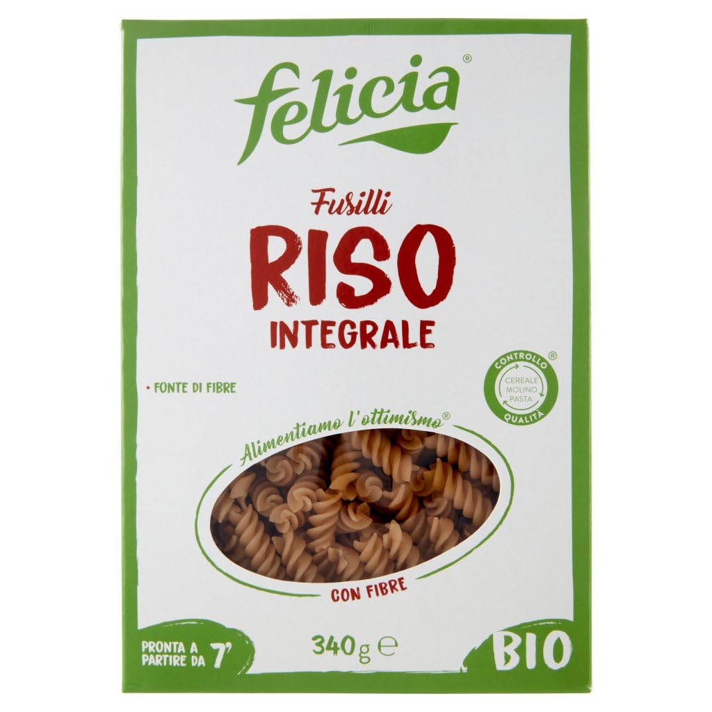 Italian Gourmet Pasta Fusilli di Riso Integrale Bio glutenfrei 14 x 340g | Mit 100% Vollkornreis aus italienischer Lieferkette, senza lattosio, Gesamtnettogewicht 4,76 kg + Kostenlos Polpa 400g