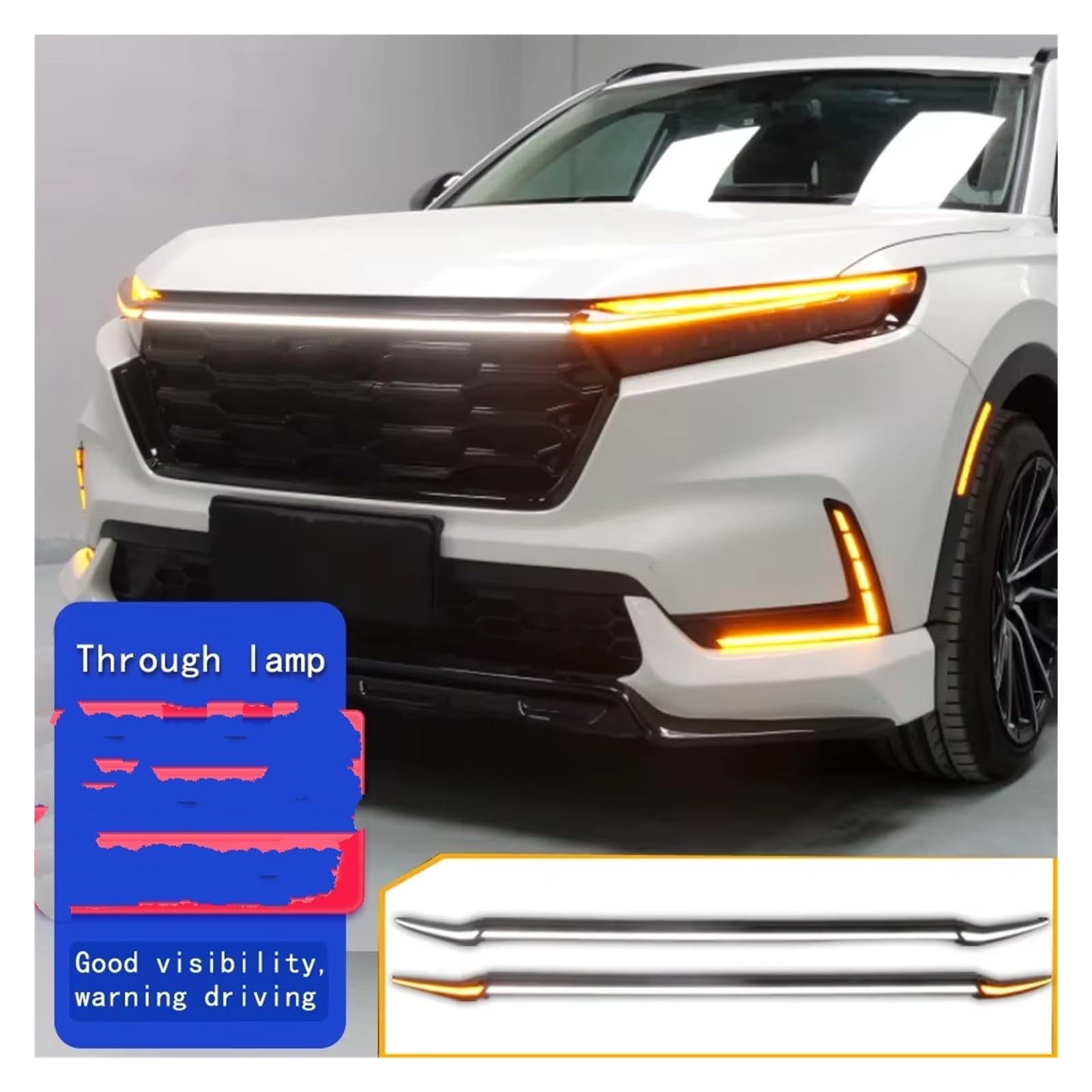 Auto Faro Anteriore Per CRV Per CR-V 2023 2024 Griglia Daylight DRL Lampada Posteriore Fanale Posteriore Fanale Posteriore LED Luce Paraurti Posteriore Faro Principale(White and yellow)