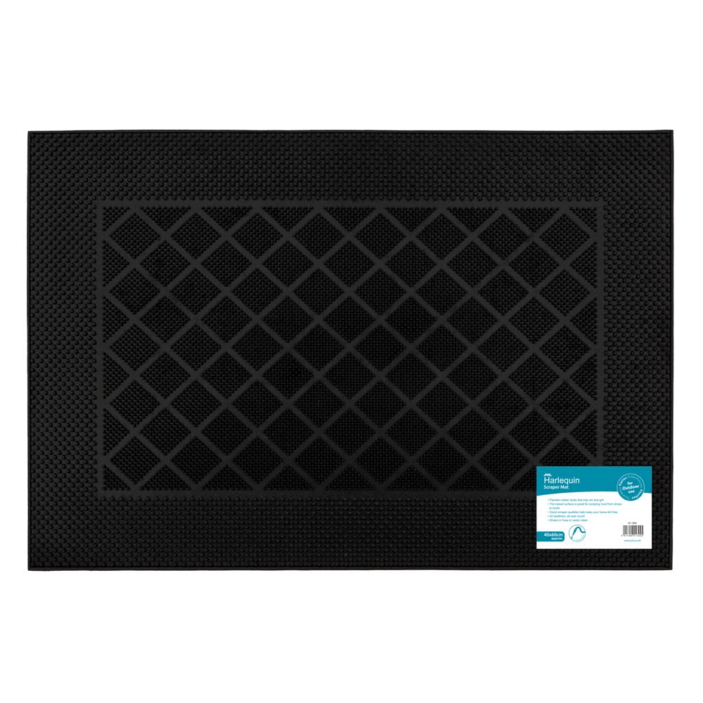 Jvl  Black Harlequin Rubber Scraper Doormat in Size 40x60cm, Sports Direct