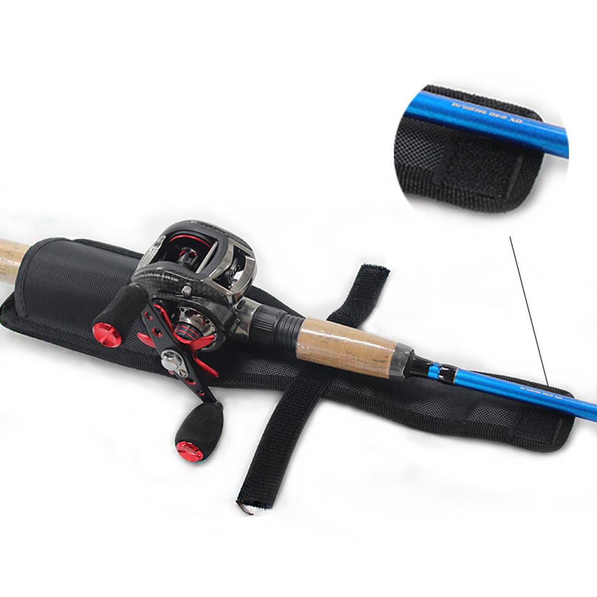 FOLANDO Fishing Rod Sleeve, Protector Cap, Reel Bag, Tackle Tie, Accessories, Black - Image 4