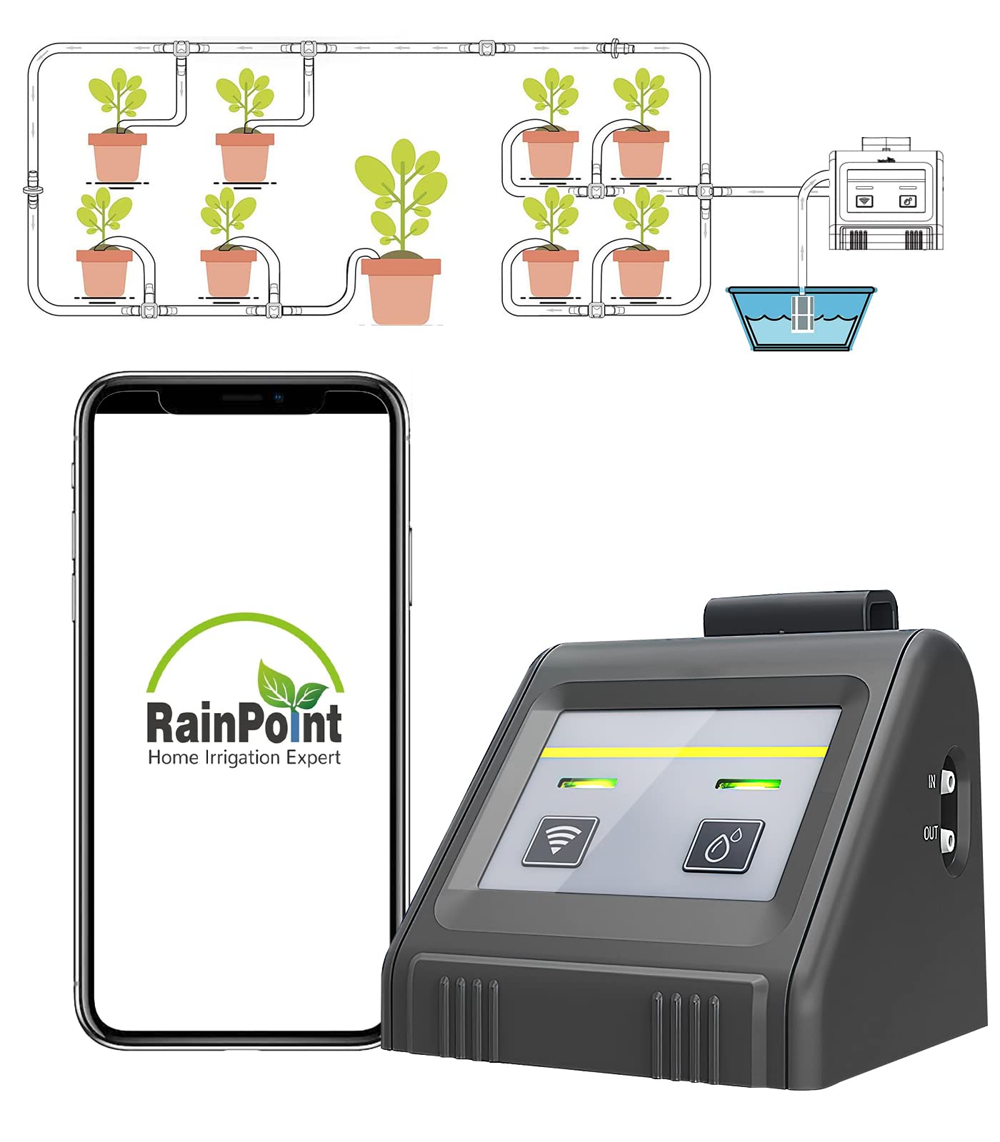 APP Automatic Watering Timer System For Indoor Potted Plants,Sprinkler Timer Water Timer DIY Drip Irrigation Kit Remotely Control Auto/Manual/Delay Watering Mode,Self Watering Agricultural Timer
