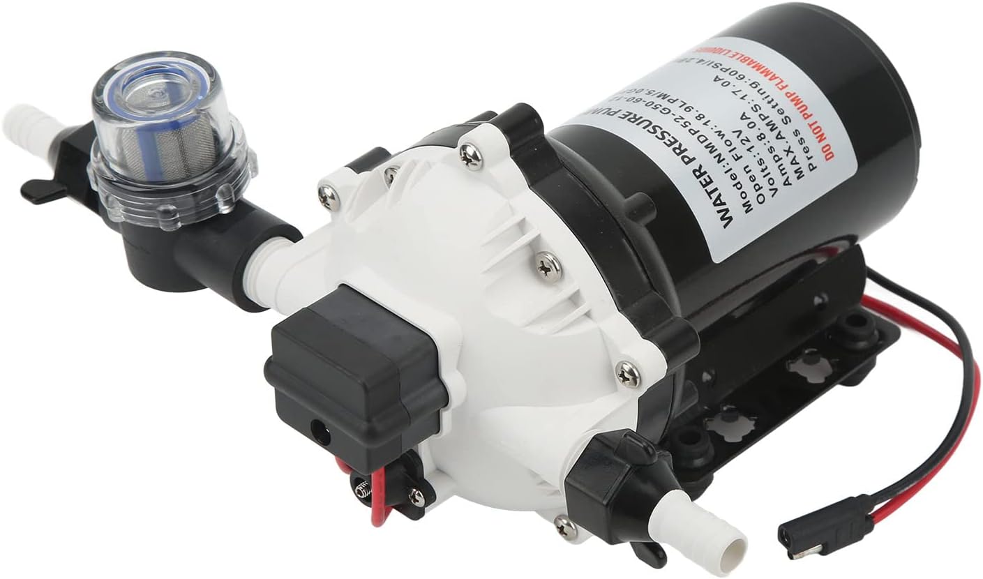 Self Priming Diaphragm Pump, 60PSI RVs Water Pump Auto Cut