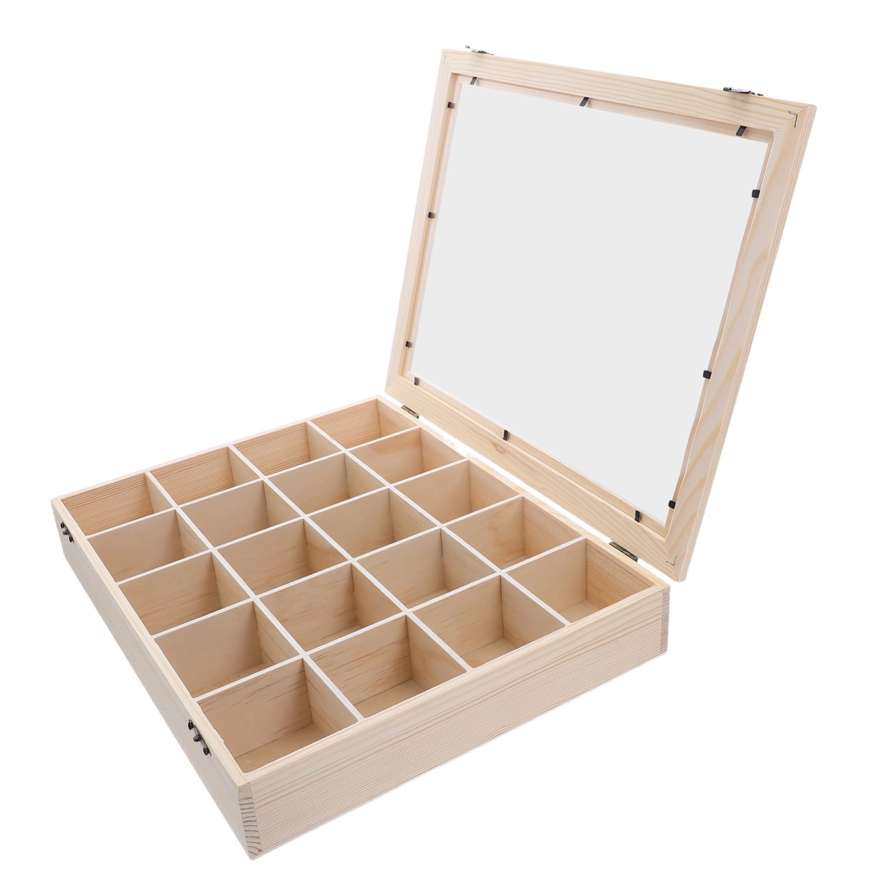 Boîte à spécimens de cristaux en bois beige VANZACK, écrin raffiné pour collection de minéraux