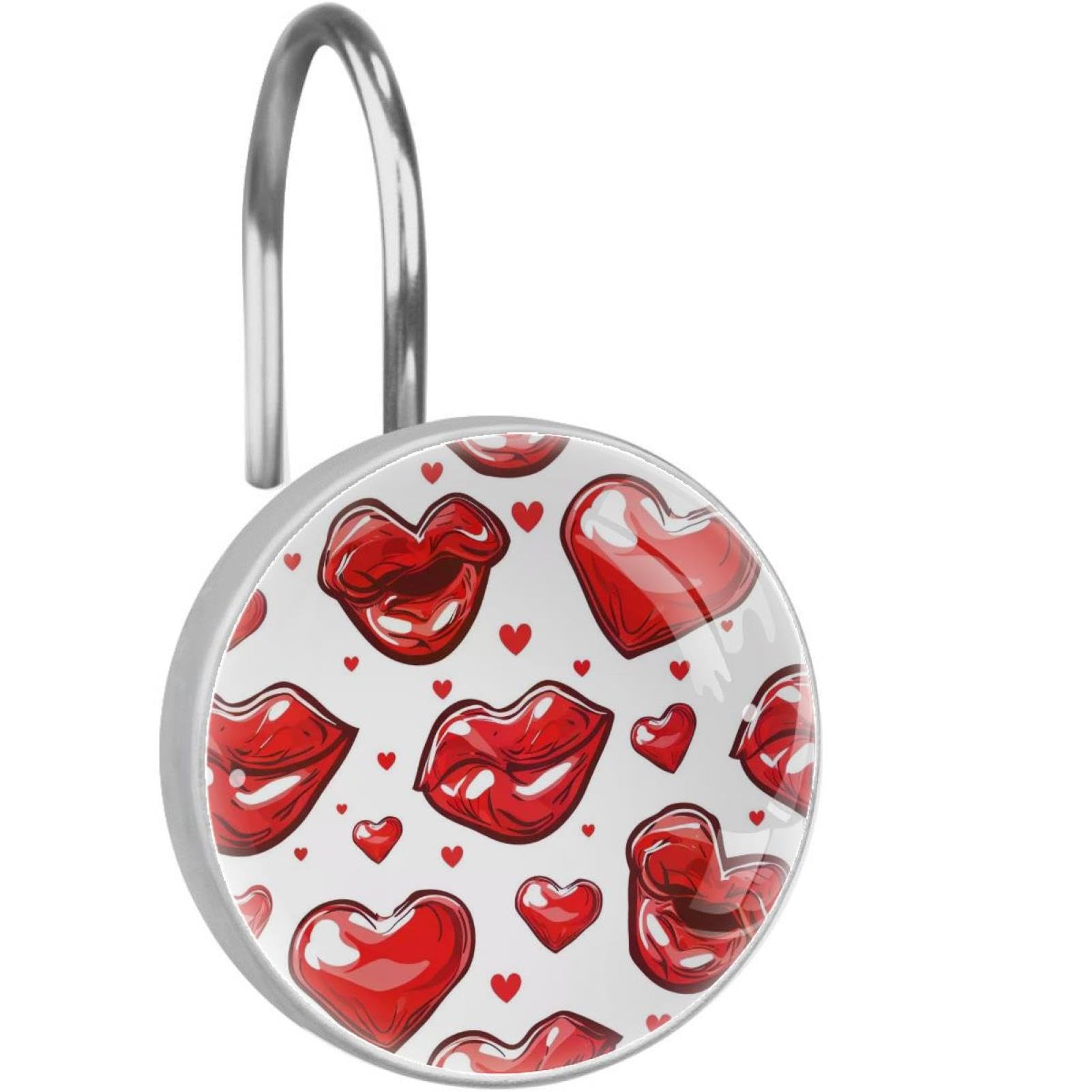 Ganchos de cortina de ducha de acero inoxidable que no se oxidan con cristal de labios rojos