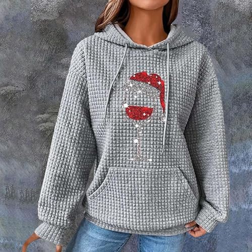 Huifuao kerstsweatshirt voor dames, lelijke kersttrui voor vrouwen, mouwen, kerstprint, sweatshirt, kersttruien voor vrouwen, Blauw, M