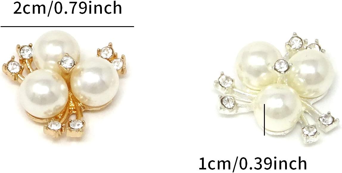 Honbay 20PCS 2cm/0.79inch Flatback Rhinestone Pearl Flower Embellishments for Weddings or DIY Crafts - Image 2