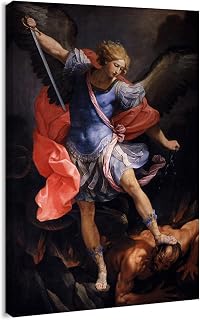 Canvas Print Wall Art - Archangel Michael Tramples Satan by Guido Reni - 12x18 inches