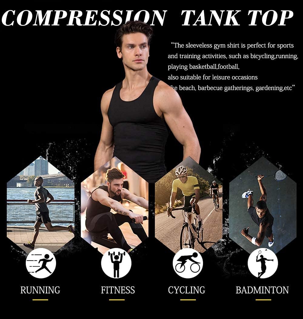 HIBETY 3 oder 5 Pack Männer Kompression Tank Top Basisschicht Cool Trockene Kompression Shirt ärmellose Workout Gym Tank Tops