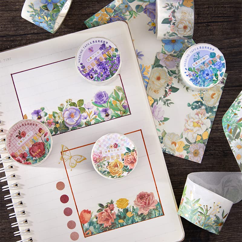Miniatura 5 de Alideco Cinta Washi de la serie Himitsu Peach Spring de 8 unidades, ideal para suministros de diario de viñetas, artes, álbumes de recortes,