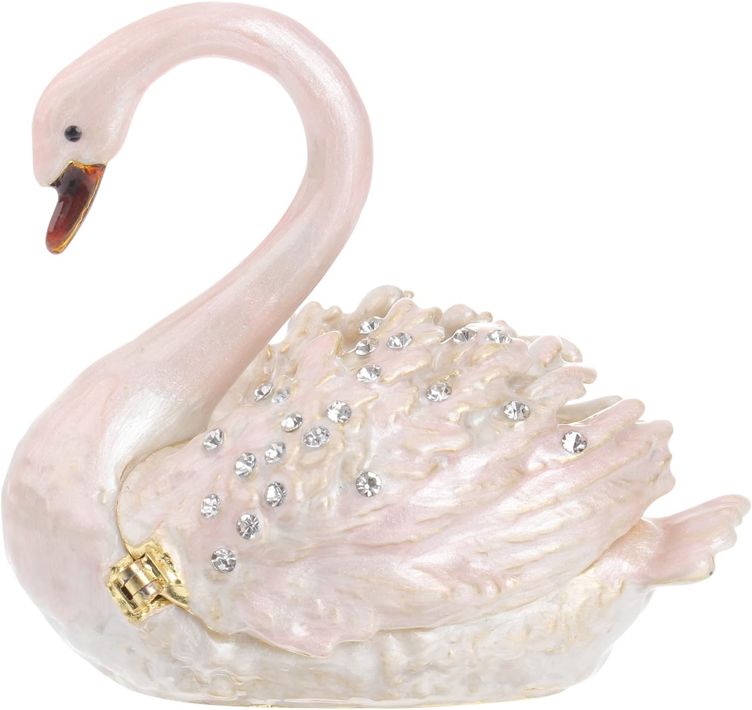 Didiseaon Swan Jewelry Trinket Box Swan Modelling Jewelry Case Collectible Figurine for Home Decor Wedding Gift ( Pink )