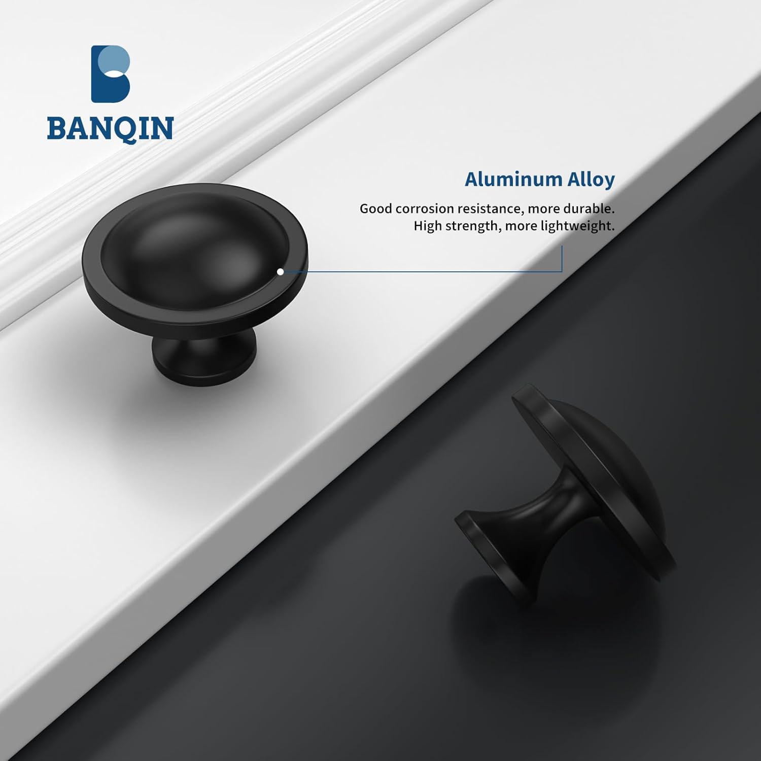 10 Pack Cabinet Knobs Black Round Mushroom Hardware Cabinet Knob for Dresser Drawer Diameter 1-1/2 Inch