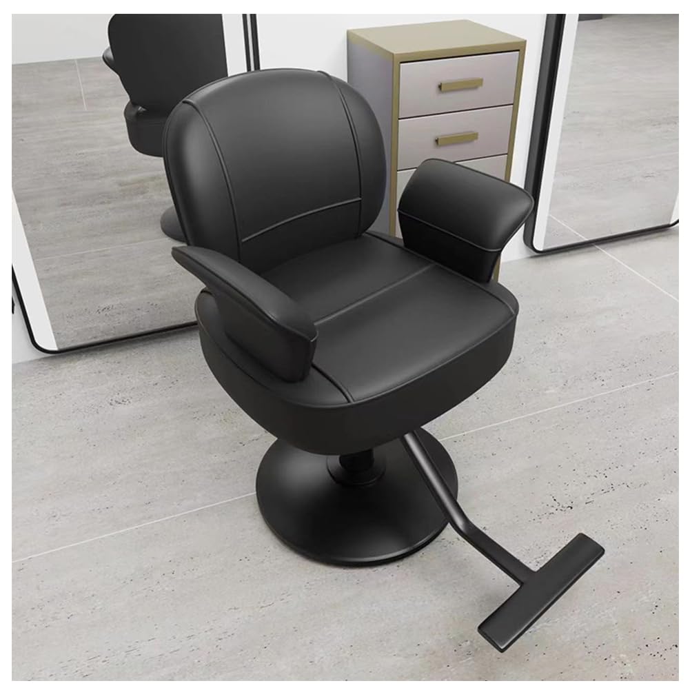 IBOWZ Silla de peluquería Silla de Peluquero con Bomba hidráulica, Silla de salón de Peluquero de Cuero PU con chasis de Pedal para barbería, Muebles de salón