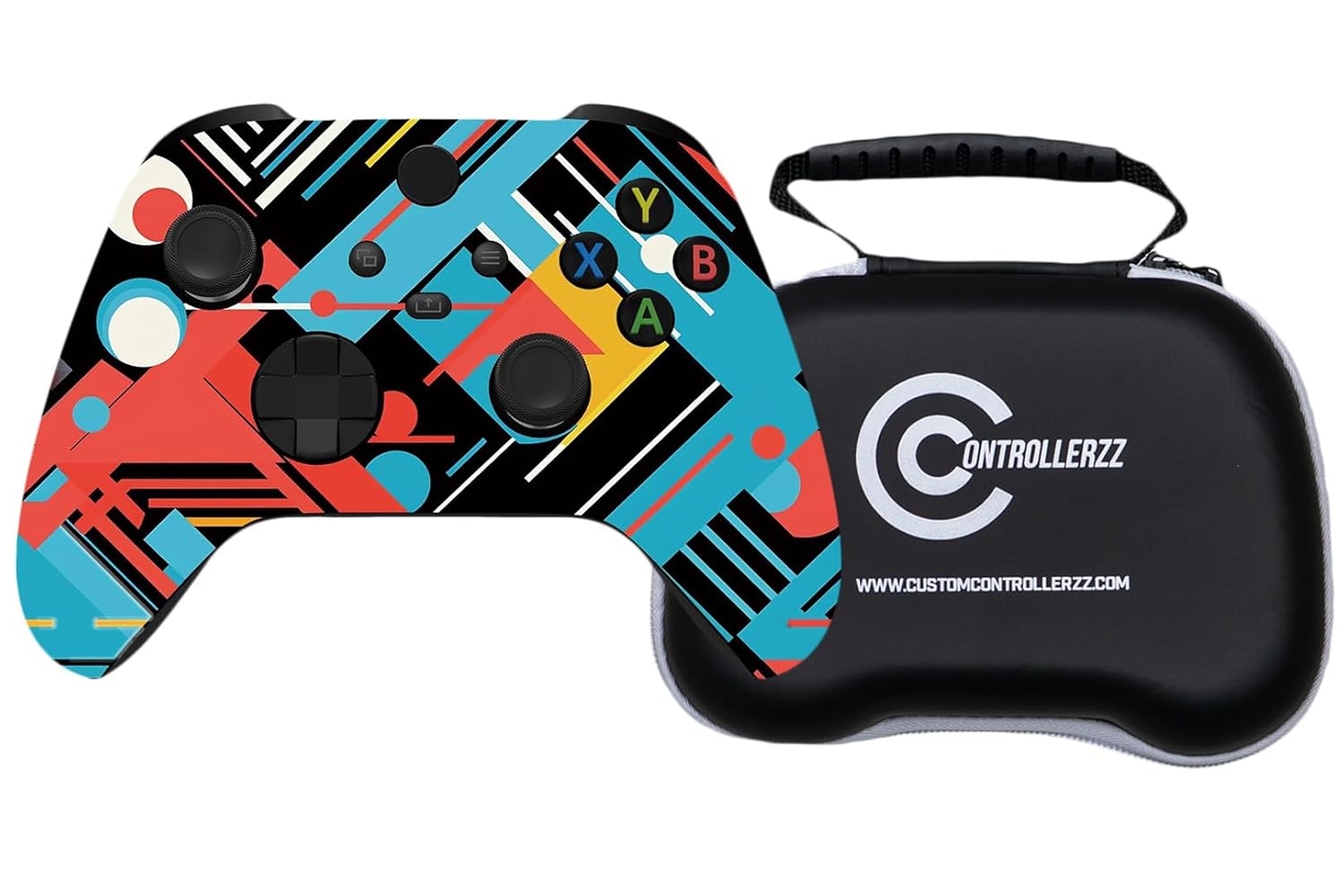 Custom Controllerzz Abstract Fusion Controller & Case Bundle – Includes Custom Wireless Controller for Xbox Series X/S, Xbox One, PC & Universal Protective Travel Case
