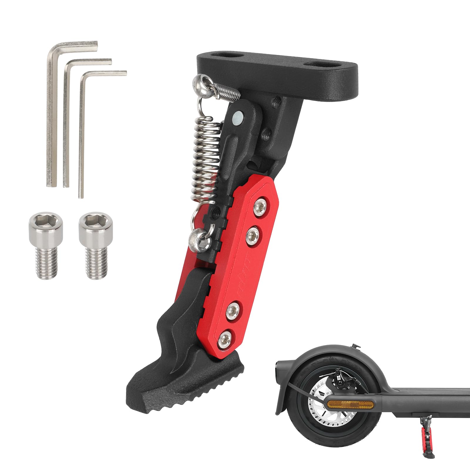 ulip Béquille réglable pour trottinette électrique - Accessoires de rechange pour Xiaomi 4 Segway Ninebot F Series Xiaomi M365 1S Pro Pro2 MI3 - Noir et rouge