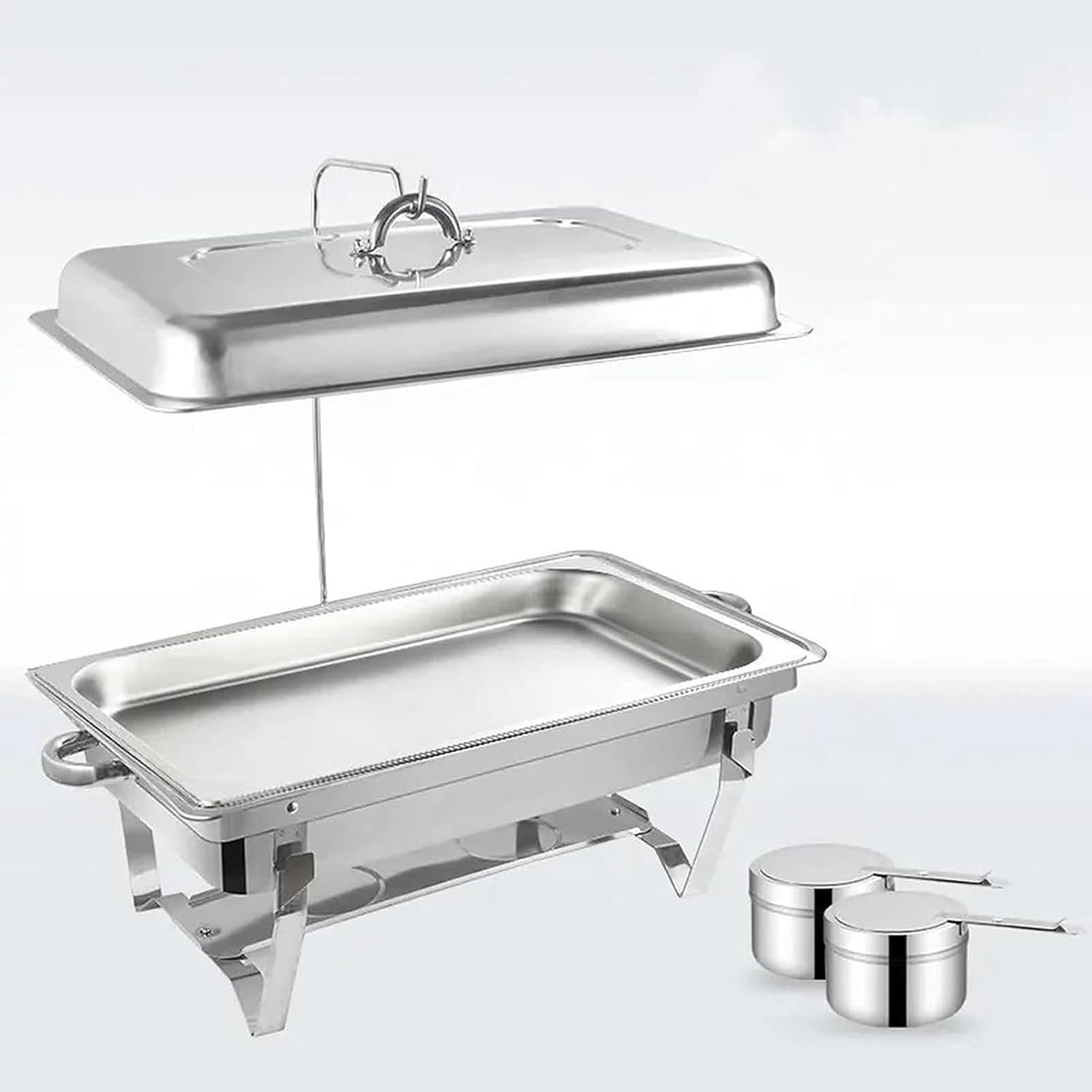 Catering Food Heater - Round Buffet Hot Plate, Space Heater, Glass Plate, Water Plate, Fuel Rack, Suitable for Buffets, Weddings, Banquets, Catering Events (Single Basin-9L