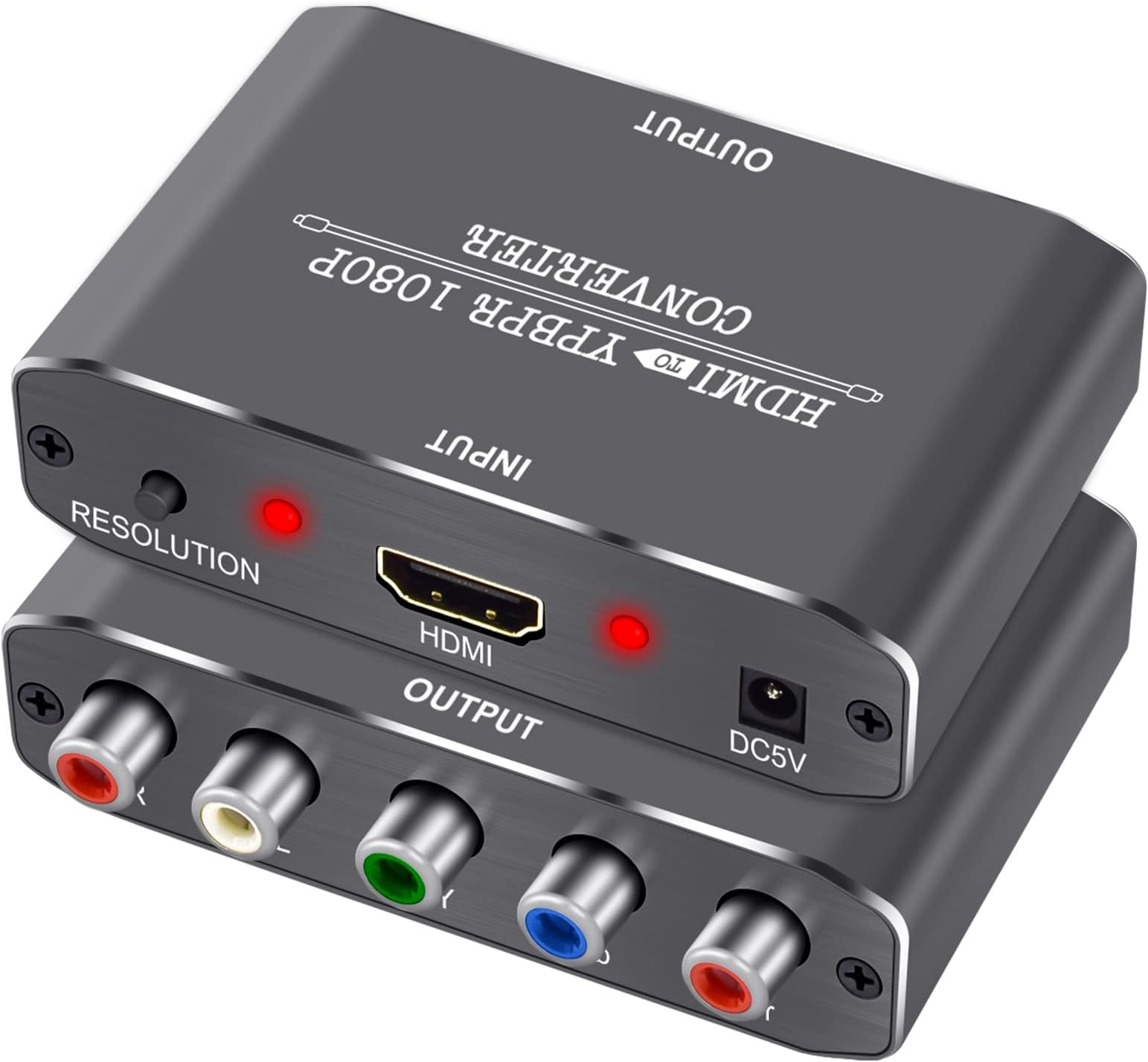 HDMI to Component Video Converter, HDMI to Ypbpr Scaler + R/L Audio Output Converter Adapter Support 1080p for PS3,DVD(Aluminum)