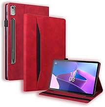 Vkooer Coque pour Lenovo Tab P11 Pro 2nd 2022/ Pad Pro 2022 (11,2 Pouces) Étui à Rabat Cuir PU Housse Flip Portefeuille Cover Coque de Protection avec Support et Poche, Rouge Classique