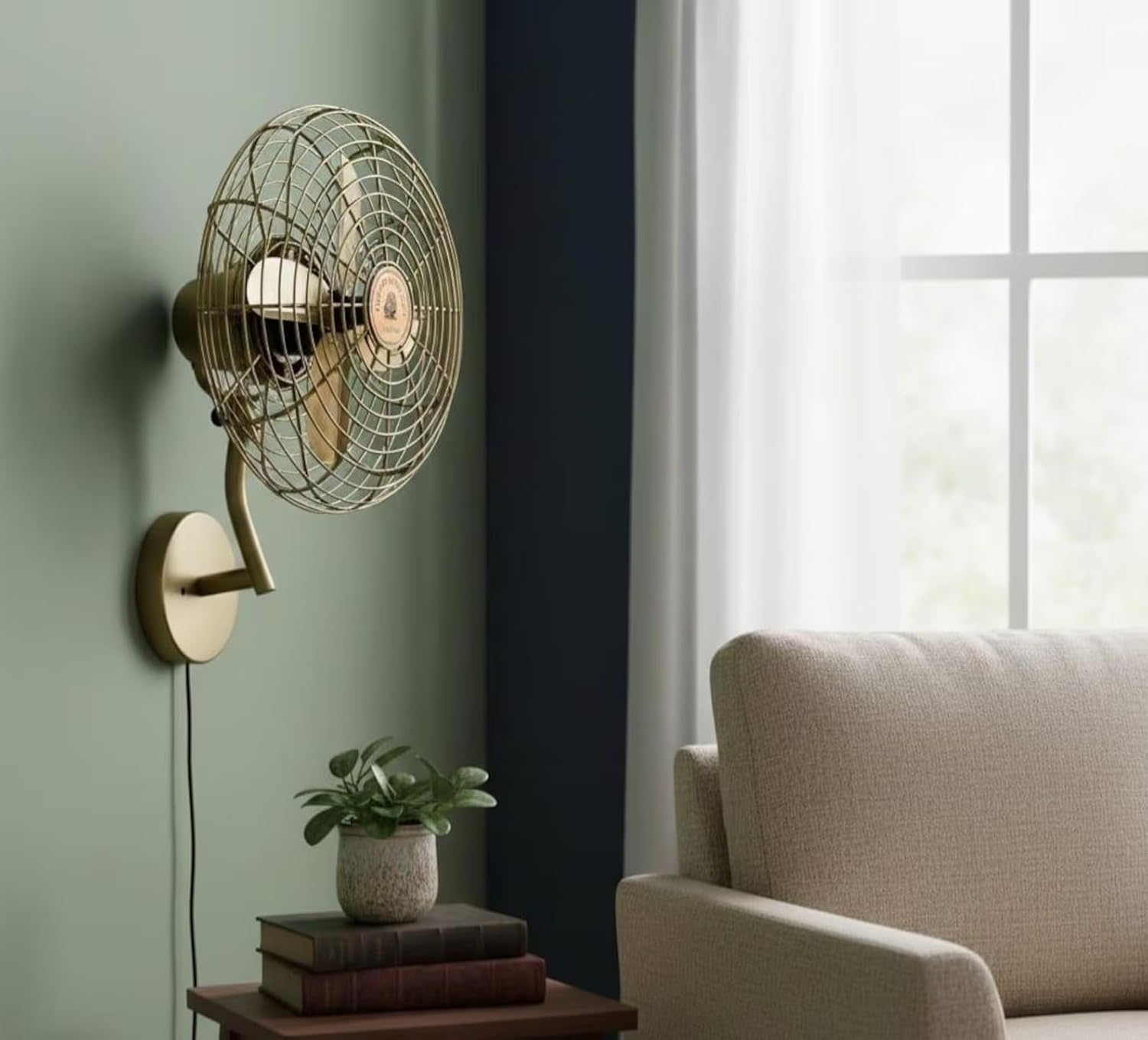 Vintage Nautical Wall Fan – Retro Working Brass Finish Industrial Wall Mounted Electric Fan for Home & Office Décor