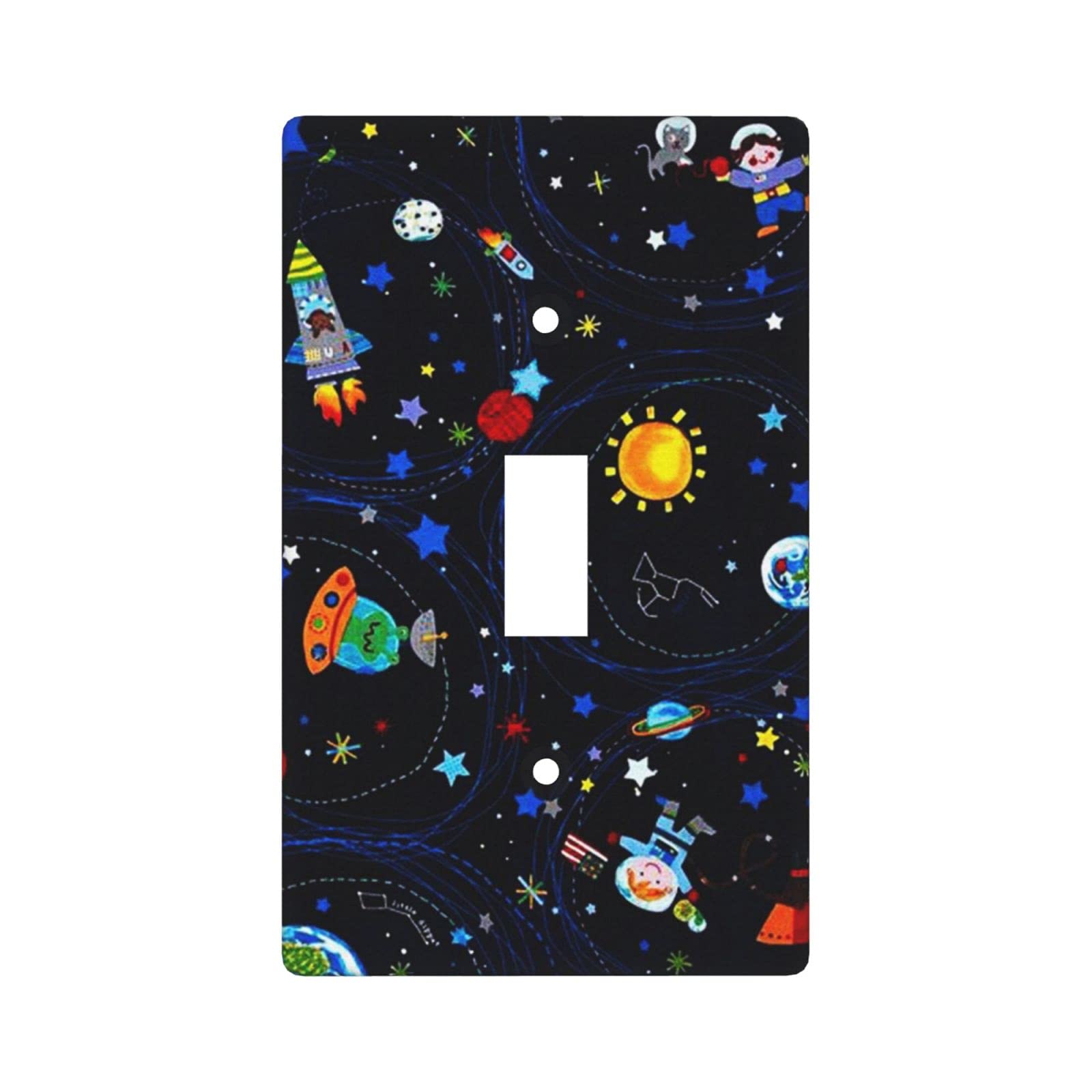 Space Rocket Light Switch Cover Decorative Single Toggle 1 Gang Wall Plate Room Decor 4.5 X 2.76 in