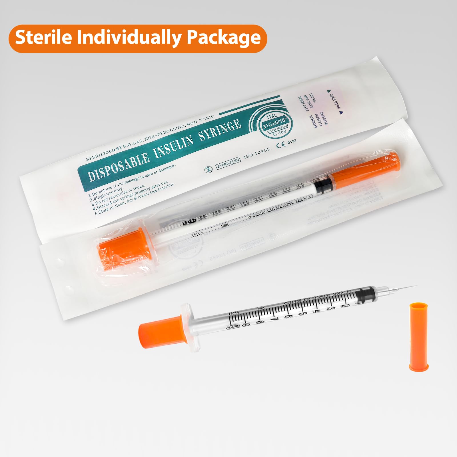 30 Pack U-100 1cc 31 Gauge 5/16 Inch Syringes with Needle — Amazon image 4