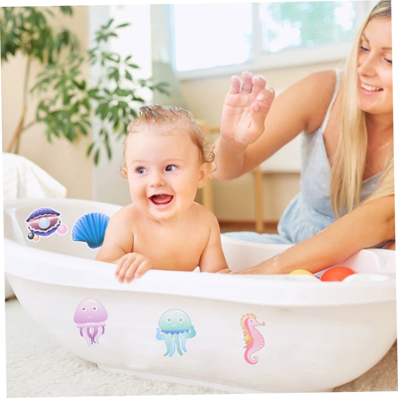 Cabilock 10Pcs Non Slip Bathtub Stickers Cartoon Wall Decals for Safety Easy to Apply Bathroom Decor Slip Design for Smooth Surfaces for Bathtubs and Showers