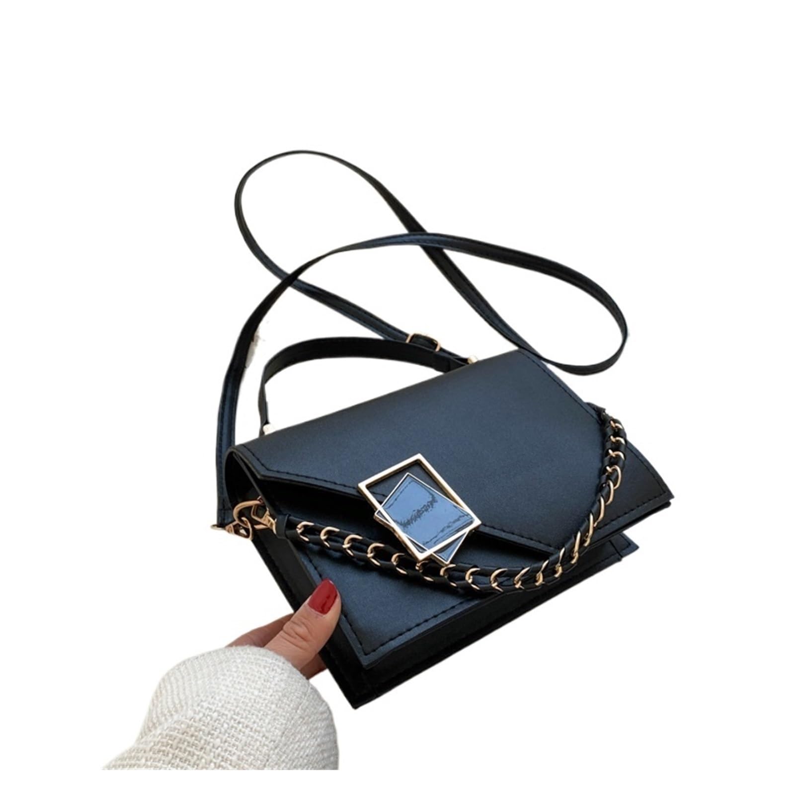 Bolso de Diseñador de Bolsos Retro for mujer, bolso de hombro for axila, cadena, bandolera con solapa for chica, bolsos cuadrados pequeños for mujer Adecuado Para Viajar, Fiesta, Trabajo(Black 1)