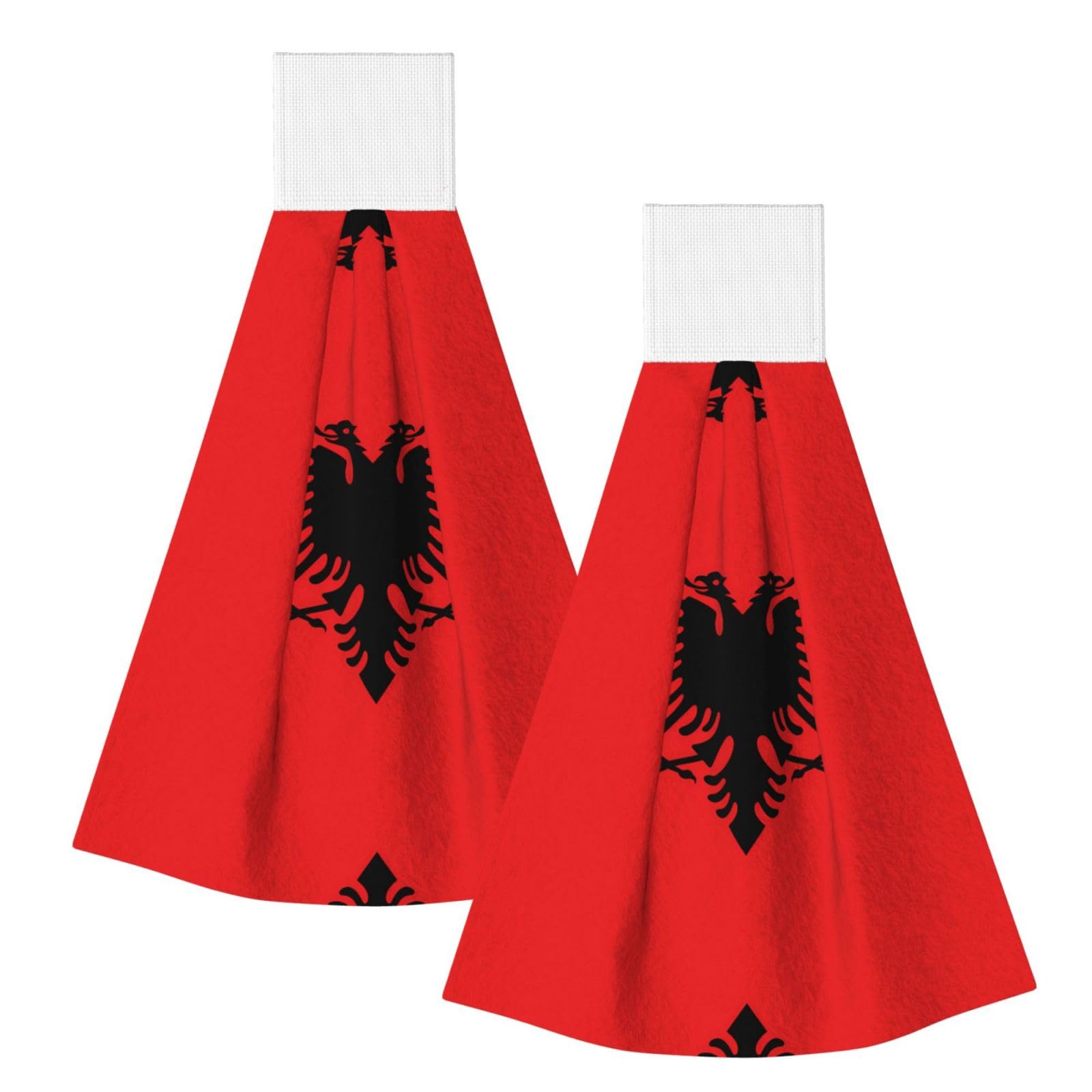 ZQYTGFDC Albanian flag Highly Absorbent Dish Towels Soft Coral Fleece Wipe