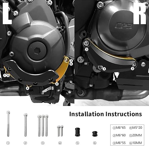 Miniatura 9 de Funda de motor de motocicleta estator protector protector protector de choque Marcos deslizadores para Y-amaha MT09 FZ09 FJ-09 XSR900 Tracer 900 GT