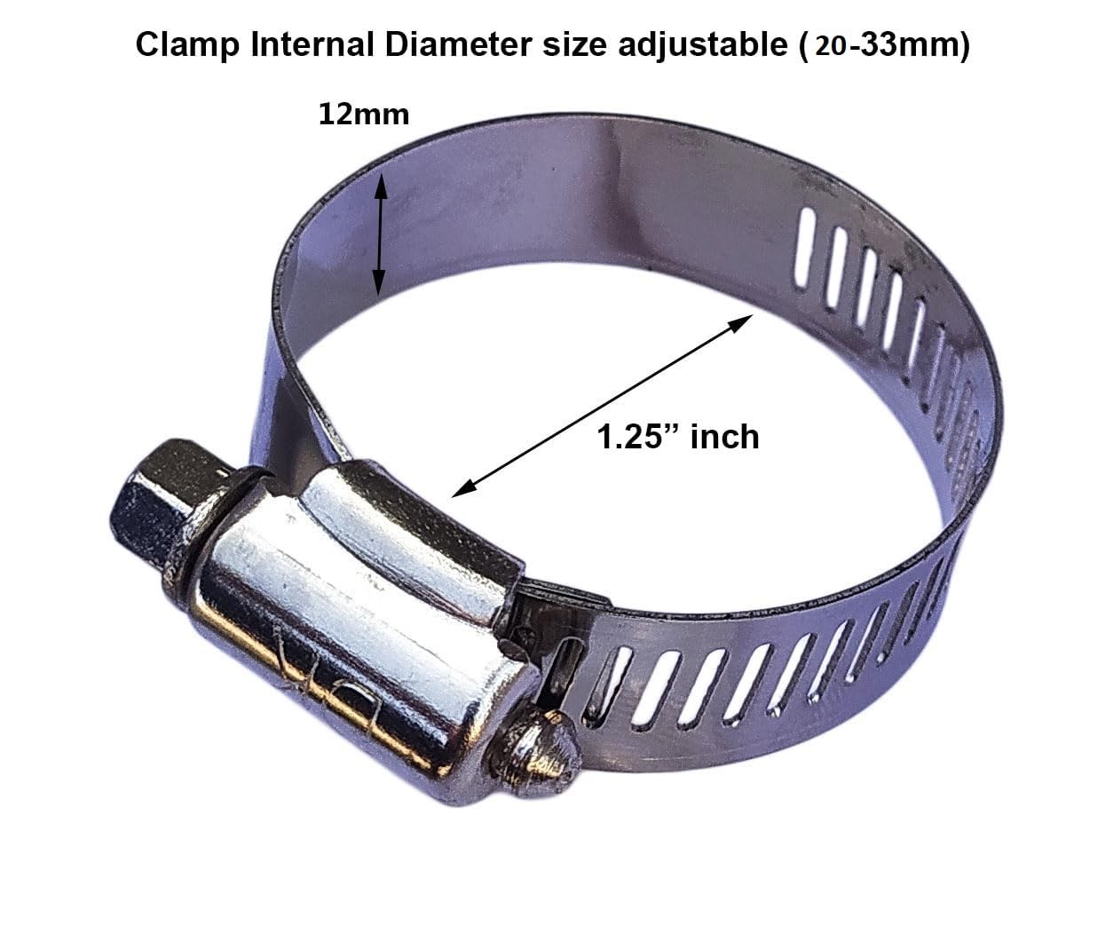 ESEKSAFAR Alloy Stainless steel Hose clamp/Pipe clip Diameter Size adjust (5, 1.25"-inch)