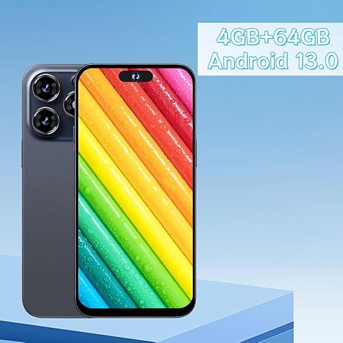 Miniatura 2 de Teléfono inteligente 5G desbloqueado, pantalla HD de 6.5 pulgadas, Android 13.0, cámara dual SIM dual, 4200mAh, 4GB RAM, 64GB ROM (negro)