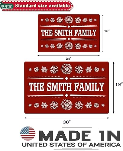 Miniatura 2 de Tapete de Navidad personalizado con texto, tapete de Navidad personalizado para puerta delantera con nombre de la familia, tapete de bienvenida