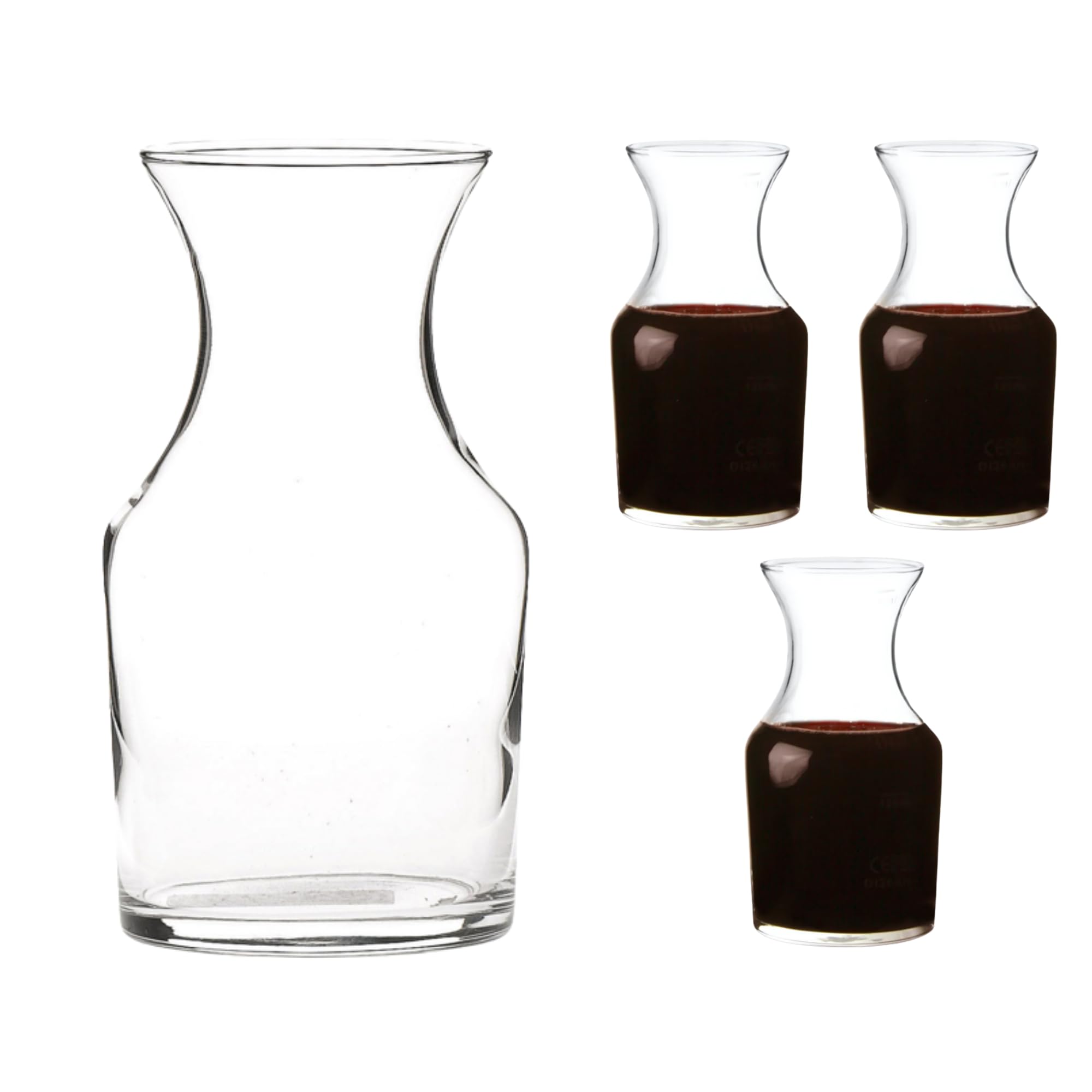 Cocktail Carafe 250ml / 8.5oz – Mini Glass Carafes for Cocktails, Water, Juice & Wine Top Ups – Durable Clear Glass, Dishwasher Safe (4)